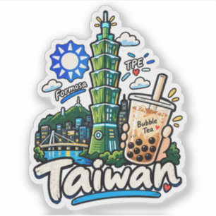 Hand Drawn Taiwan Travel Art Landmark Sticker