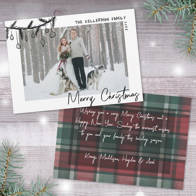 Hand Drawn Tartan Whimsical Merry Christmas Holiday Card (Hand Drawn Tartan Whimsical Merry Christmas Holiday Card )