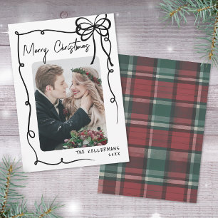 Hand Drawn Tartan Whimsical Merry Christmas Holiday Card