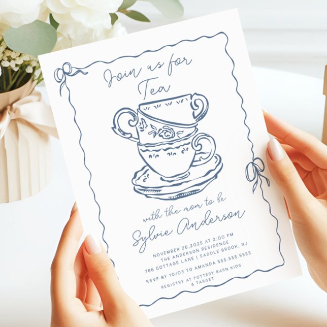 Hand Drawn Tea Baby Shower Invitation (Creator Uploaded)