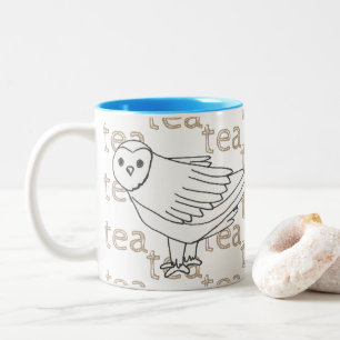 Hand-drawn Tea Coffee Snowy Owl Two-Tone Coffee Mug