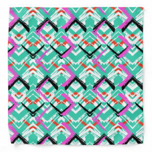 Hand Drawn Teal Zig Zag Pattern Bandana
