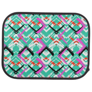 Hand Drawn Teal Zig Zag Pattern Car Mat