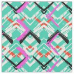 Hand Drawn Teal Zig Zag Pattern Fabric