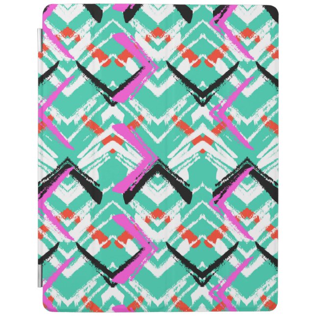 Hand Drawn Teal Zig Zag Pattern iPad Smart Cover (Front)