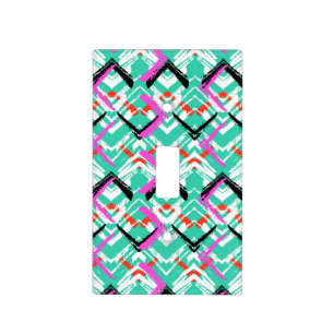 Hand Drawn Teal Zig Zag Pattern Light Switch Cover