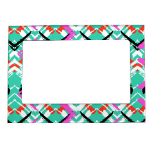 Hand Drawn Teal Zig Zag Pattern Magnetic Frame