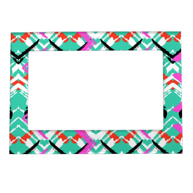 Hand Drawn Teal Zig Zag Pattern Magnetic Frame (Front)