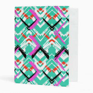Hand Drawn Teal Zig Zag Pattern Mini Binder
