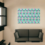 Hand Drawn Teal Zig Zag Pattern Rug