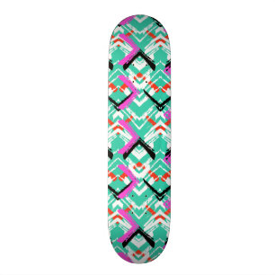 Hand Drawn Teal Zig Zag Pattern Skateboard Deck