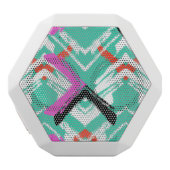 Hand Drawn Teal Zig Zag Pattern White Bluetooth Speaker (Front)