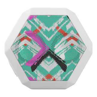 Hand Drawn Teal Zig Zag Pattern White Bluetooth Speaker