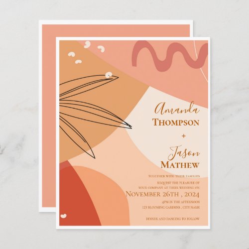 Hand Drawn Terracotta Abstract Wedding Invitation 