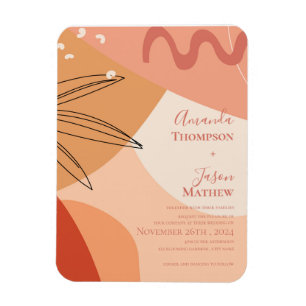 Hand Drawn Terracotta Abstract Wedding Invitation Magnet