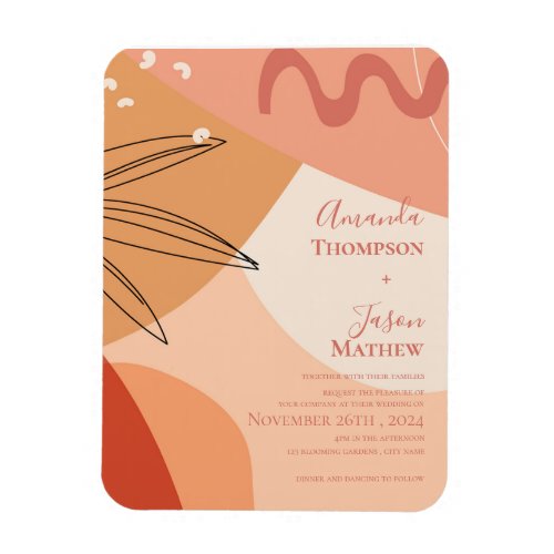 Hand Drawn Terracotta Abstract Wedding Invitation  Magnet