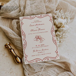 Hand Drawn Terracotta Frame Wedding Invitation