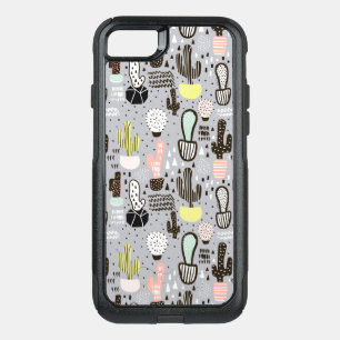Hand Drawn Textured Cactus Pattern OtterBox Commuter iPhone SE/8/7 Case