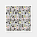 Hand Drawn Textured Cactus Pattern Paper Napkins