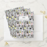 Hand Drawn Textured Cactus Pattern Pocket Folder