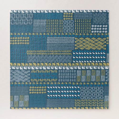 Hand_Drawn Textures Vintage Blue Pattern Jigsaw Puzzle