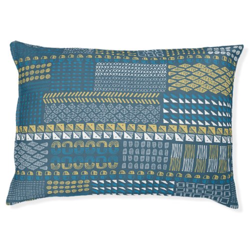 Hand_Drawn Textures Vintage Blue Pattern Pet Bed