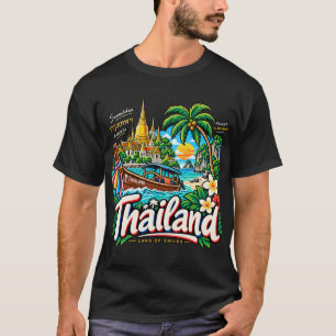 Hand Drawn Thailand Travel Art Landmark T-Shirt