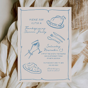 Hand Drawn Thanksgiving Dinner Invitation