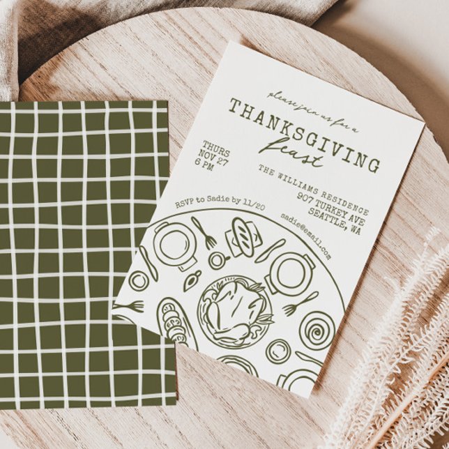 Hand Drawn Thanksgiving Dinner Scribble Invitation (Creator Uploaded)