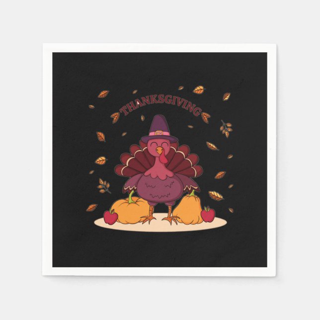 hand drawn thanksgiving illustration napkins (Front)