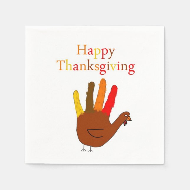 Hand Drawn Thanksgiving Turkey Napkins (Front)