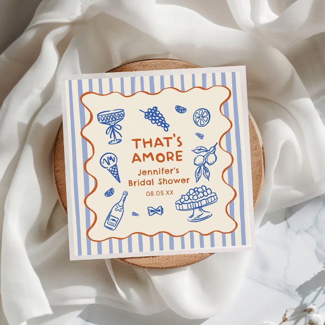 Hand Drawn That's Amore Italian Bridal Shower Napkins (Creator Uploaded)