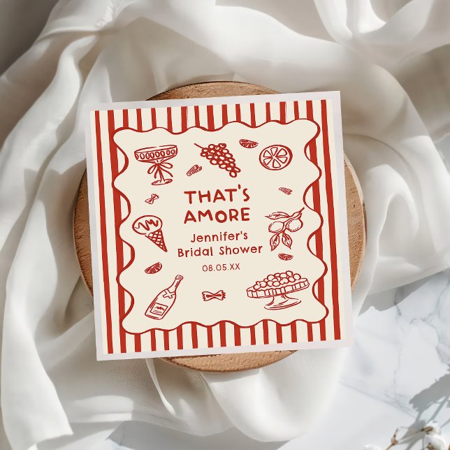 Hand Drawn That's Amore Italian Bridal Shower Napkins (Creator Uploaded)