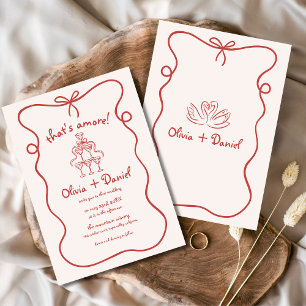 Hand Drawn That's Amore Italian Whimsical Wedding Invitation