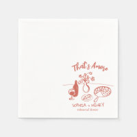 Hand Drawn Thats Amore Pizza Wine Rehearsal Dinner
