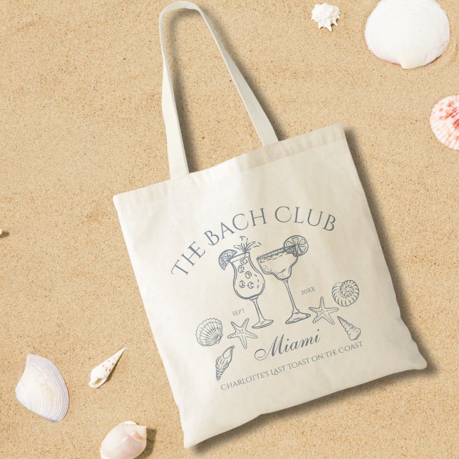 Hand Drawn The Bach Club Coastal Bachelorette Tote Bag (Creator Uploaded)