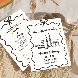 Hand Drawn The Night Before Rehearsal Dinner    Invitation