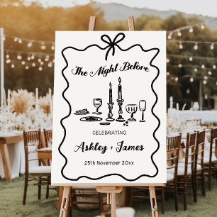 Hand Drawn The Night Before Wedding Welcome Foam Board