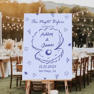 Hand Drawn The Night Before Wedding Welcome Foam Board