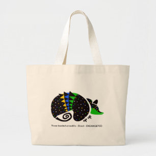 Hand drawn Three-banded ARMADILLO -Conservation - Large Tote Bag