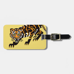 Hand drawn - TIGER - Endangered animal - yellow Luggage Tag