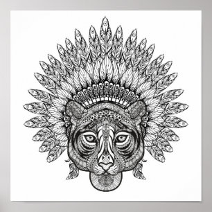 Hand Drawn Tiger In Style 2 Poster