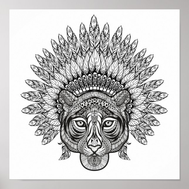 Hand Drawn Tiger In Style 2 Poster (Front)