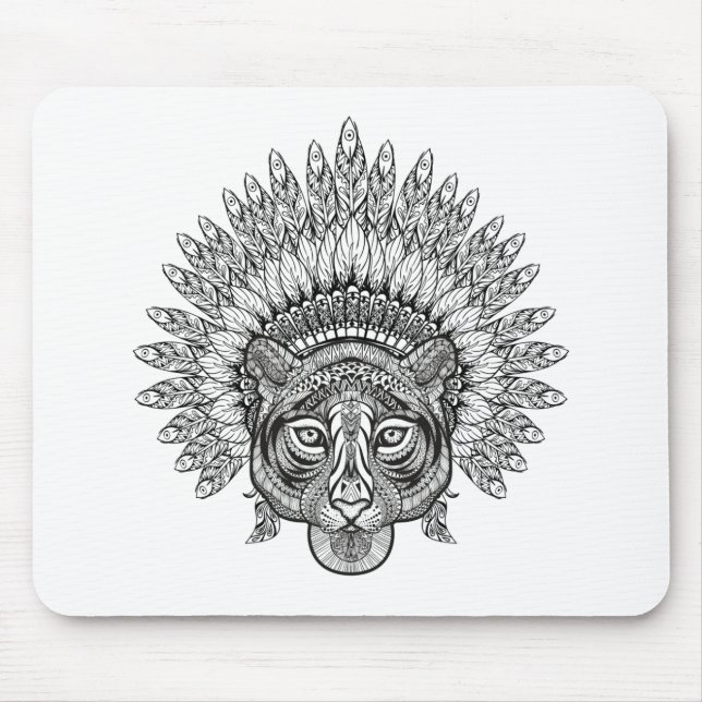 Hand Drawn Tiger In Style Mouse Pad (Front)