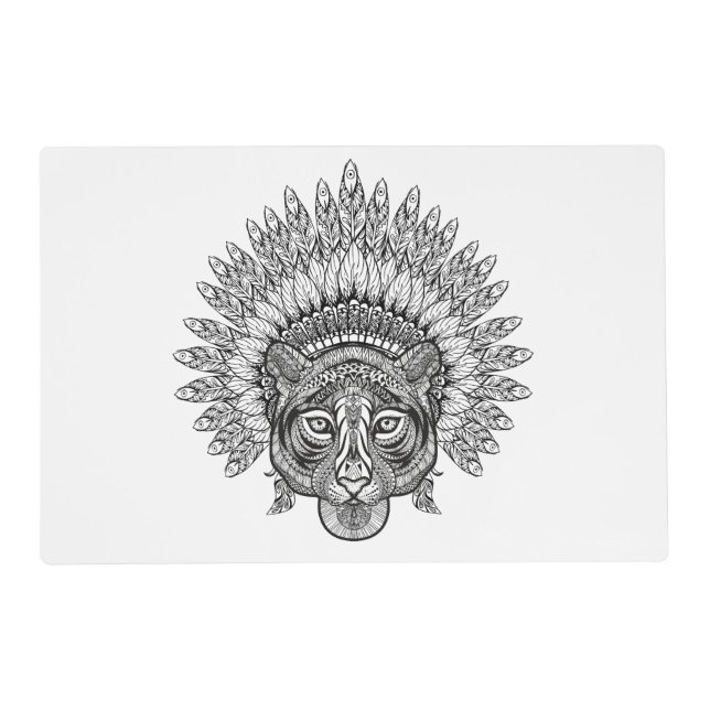 Hand Drawn Tiger In Style Placemat (Front)