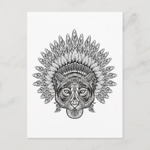 Hand Drawn Tiger In Style Postcard