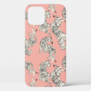 Hand drawn tiger seamless pattern, big cats in dif iPhone 12 case