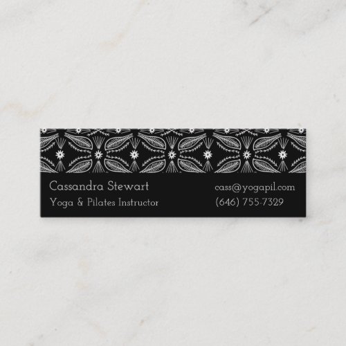 Hand Drawn Tile Pattern Modern Design Black White Mini Business Card