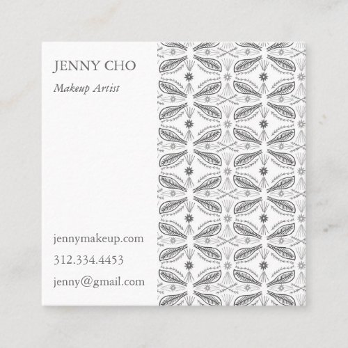 Hand Drawn Tiles Pattern Modern Design Gray White Square Business Card
