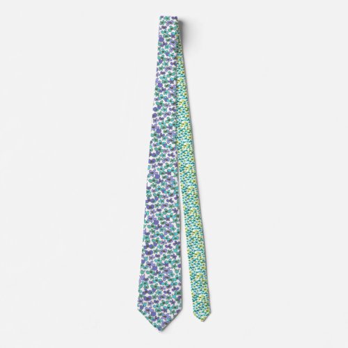 Hand Drawn Tiny Flowers  Contrasting Back Necktie